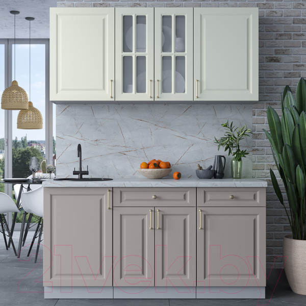 Изображение товара Кухонный гарнитур Интерлиния Мила Шато 1.6А (белый/луна/серый каспий)