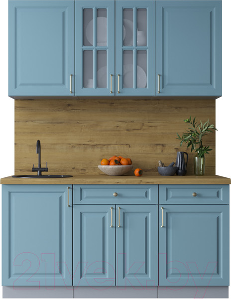 Изображение товара Кухонный гарнитур Интерлиния Мила Шато 1.6А (океан/океан/дуб бунратти)