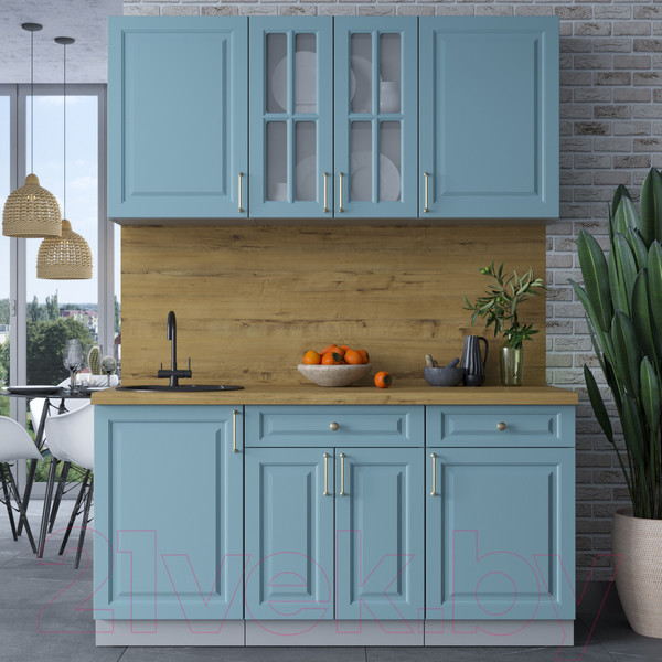 Изображение товара Кухонный гарнитур Интерлиния Мила Шато 1.6А (океан/океан/дуб бунратти)