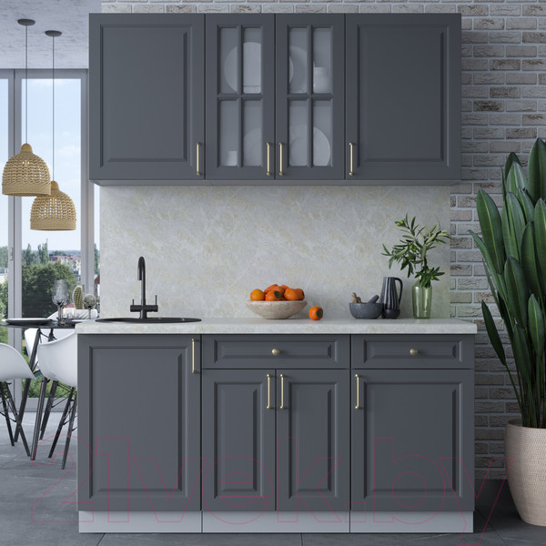 Изображение товара Кухонный гарнитур Интерлиния Мила Шато 1.6А (пепел/пепел/опал светлый)