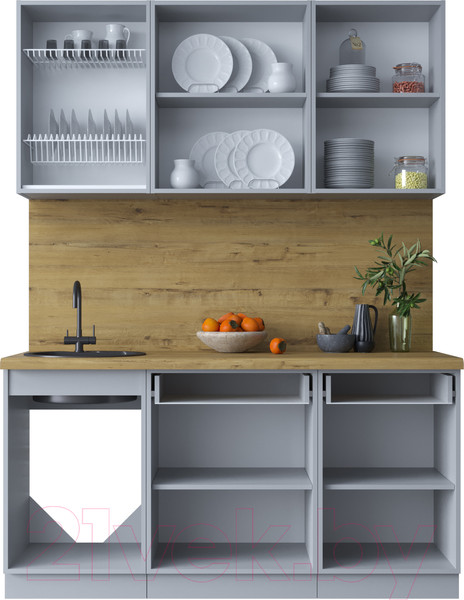 Изображение товара Кухонный гарнитур Интерлиния Мила Шато 1.6А (мята/мята/дуб бунратти)