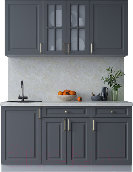 Изображение товара Кухонный гарнитур Интерлиния Мила Шато 1.6А (пепел/пепел/опал светлый)