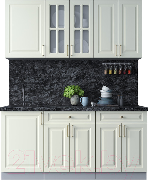 Изображение товара Кухонный гарнитур Интерлиния Мила Шато 1.7А (белый/белый/кастилло темный)