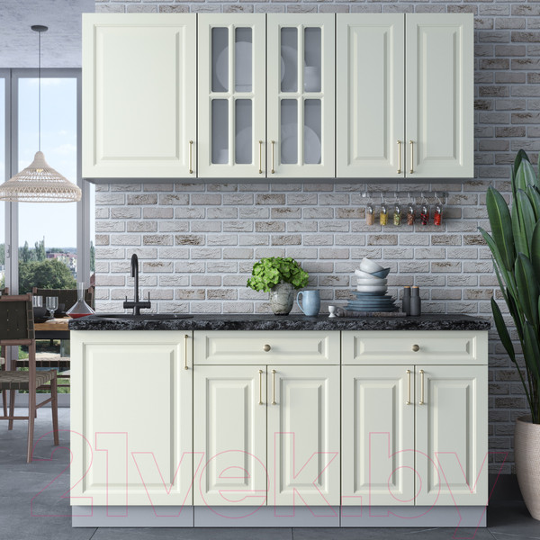 Изображение товара Кухонный гарнитур Интерлиния Мила Шато 1.7А (белый/белый/кастилло темный)