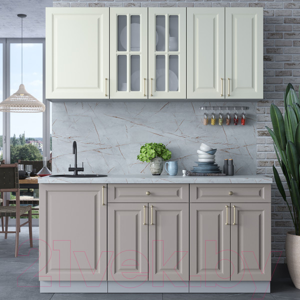 Изображение товара Кухонный гарнитур Интерлиния Мила Шато 1.7А (белый/луна/серый каспий)