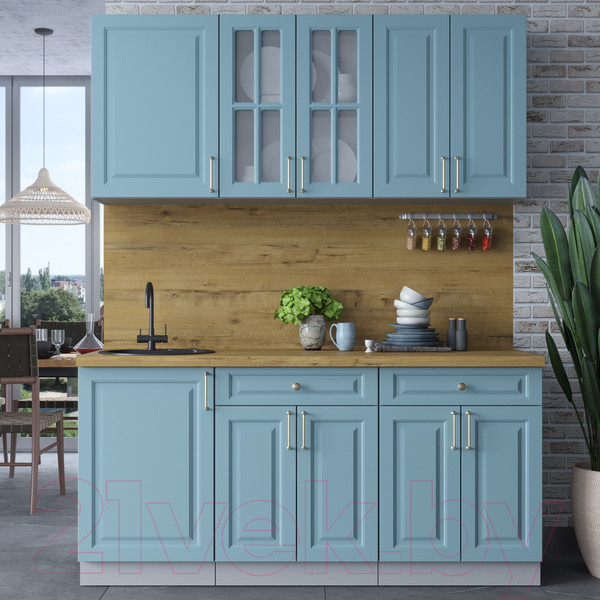 Изображение товара Кухонный гарнитур Интерлиния Мила Шато 1.7А (океан/океан/дуб бунратти)