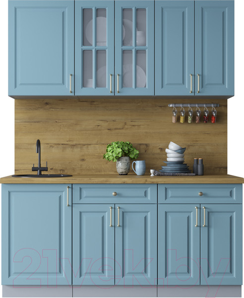 Изображение товара Кухонный гарнитур Интерлиния Мила Шато 1.7А (океан/океан/дуб бунратти)