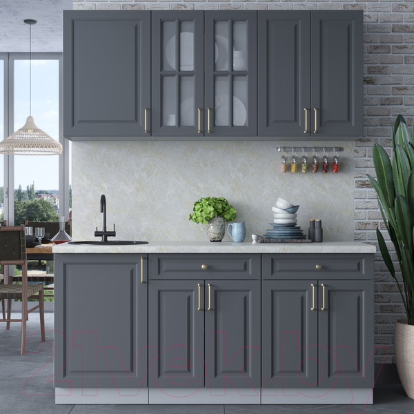 Изображение товара Кухонный гарнитур Интерлиния Мила Шато 1.7А (пепел/пепел/опал светлый)