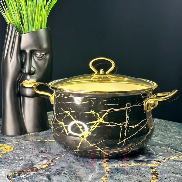 Изображение товара Кастрюля Lenardi Черный мрамор 776-058