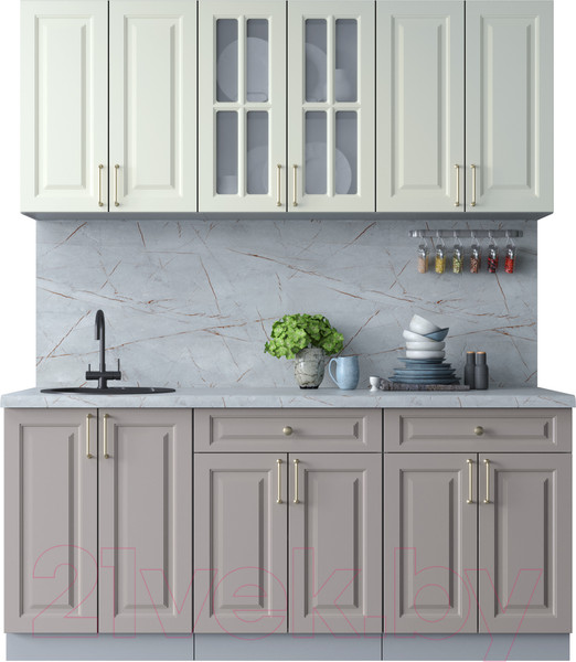 Изображение товара Кухонный гарнитур Интерлиния Мила Шато 1.8А (белый/луна/серый каспий)