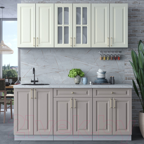 Изображение товара Кухонный гарнитур Интерлиния Мила Шато 1.8А (белый/луна/серый каспий)