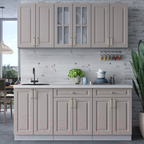 Изображение товара Кухонный гарнитур Интерлиния Мила Шато 1.8А (луна/луна/бискайская сосна)