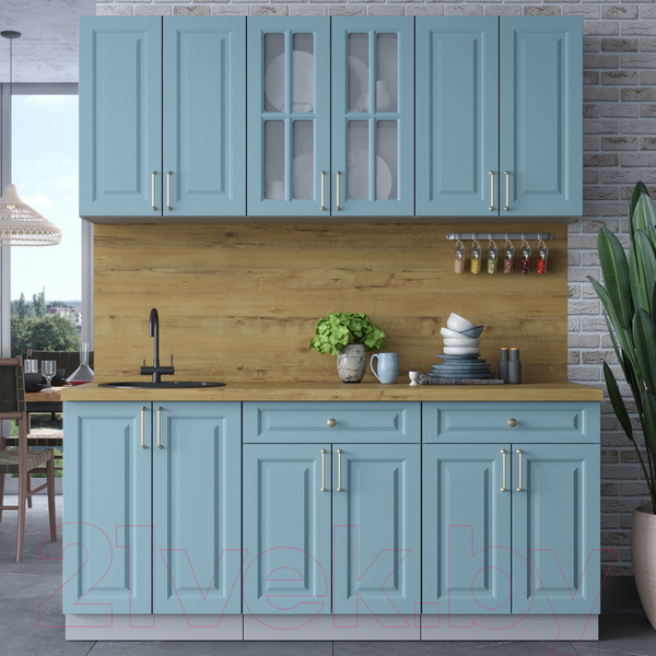 Изображение товара Кухонный гарнитур Интерлиния Мила Шато 1.8А (океан/океан/дуб бунратти)