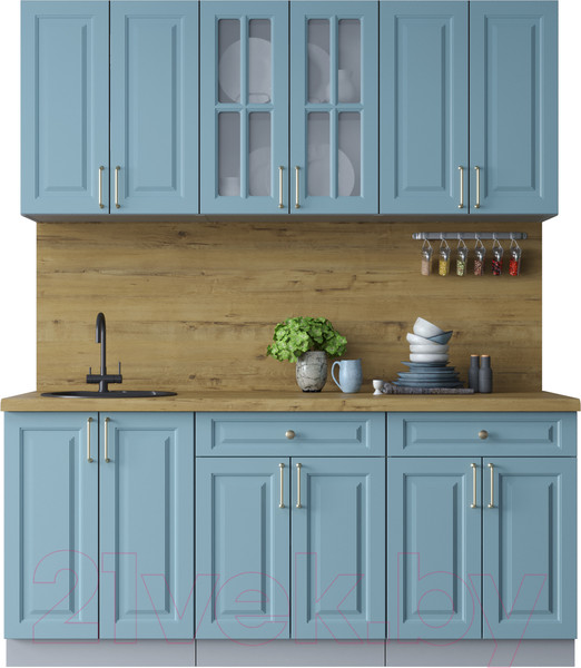 Изображение товара Кухонный гарнитур Интерлиния Мила Шато 1.8А (океан/океан/дуб бунратти)