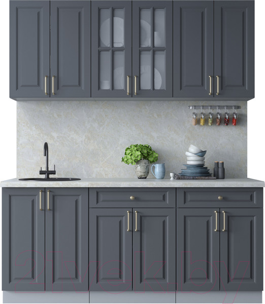 Изображение товара Кухонный гарнитур Интерлиния Мила Шато 1.8А (пепел/пепел/опал светлый)