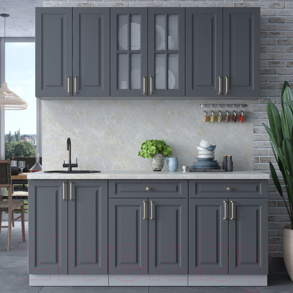 Изображение товара Кухонный гарнитур Интерлиния Мила Шато 1.8А (пепел/пепел/опал светлый)