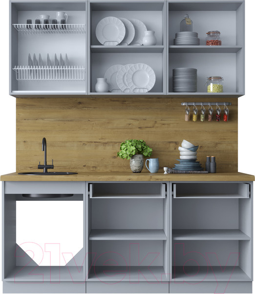 Изображение товара Кухонный гарнитур Интерлиния Мила Шато 1.8А (белый/белый/кастилло темный)