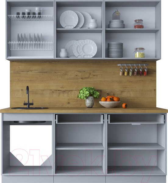 Изображение товара Кухонный гарнитур Интерлиния Мила Шато 1.9А (белый/мята/бискайская сосна)