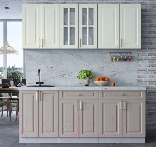 Изображение товара Кухонный гарнитур Интерлиния Мила Шато 1.9А (белый/луна/серый каспий)