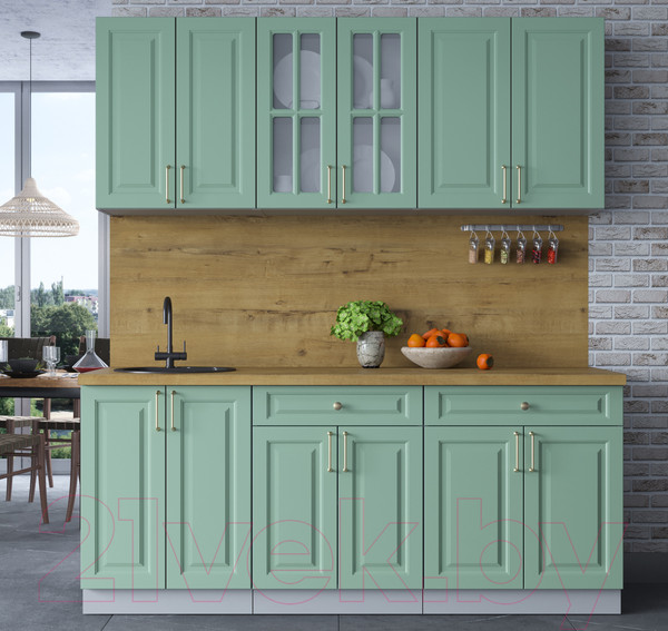 Изображение товара Кухонный гарнитур Интерлиния Мила Шато 1.9А (мята/мята/дуб бунратти)