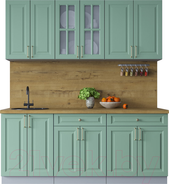 Изображение товара Кухонный гарнитур Интерлиния Мила Шато 1.9А (мята/мята/дуб бунратти)