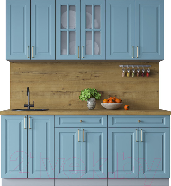 Изображение товара Кухонный гарнитур Интерлиния Мила Шато 1.9А (океан/океан/дуб бунратти)