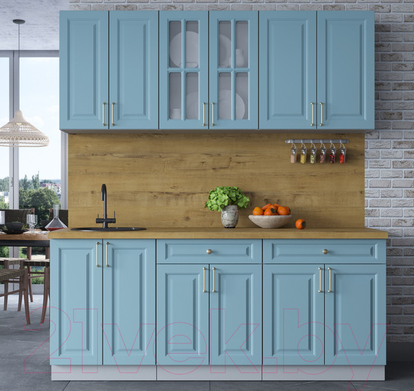 Изображение товара Кухонный гарнитур Интерлиния Мила Шато 1.9А (океан/океан/дуб бунратти)