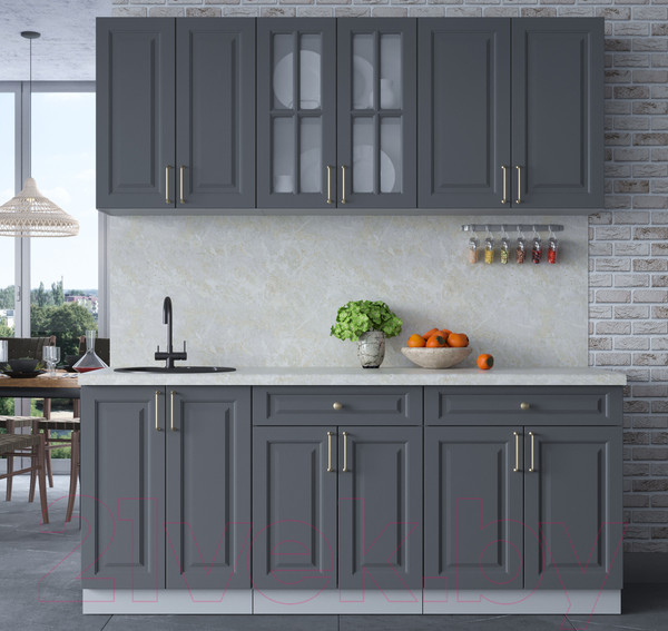 Изображение товара Кухонный гарнитур Интерлиния Мила Шато 1.9А (пепел/пепел/опал светлый)