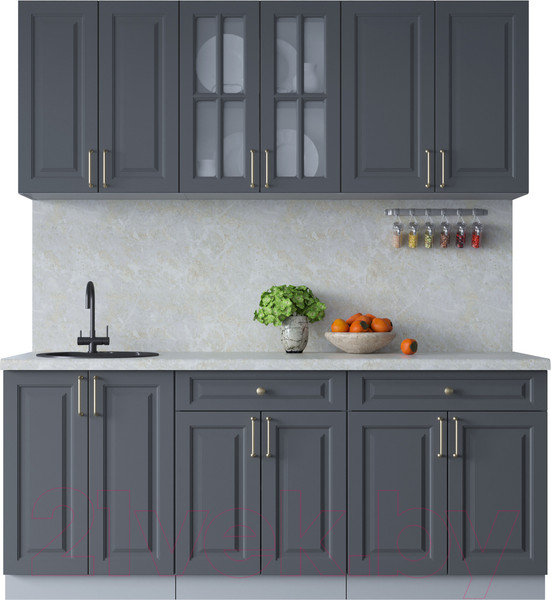 Изображение товара Кухонный гарнитур Интерлиния Мила Шато 1.9А (пепел/пепел/опал светлый)