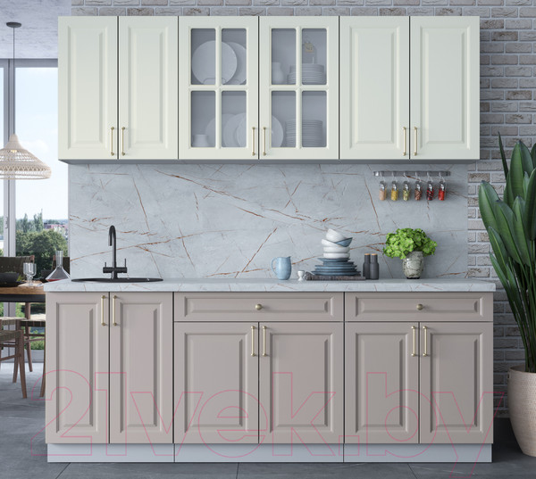 Изображение товара Кухонный гарнитур Интерлиния Мила Шато 2.1А (белый/луна/серый каспий)