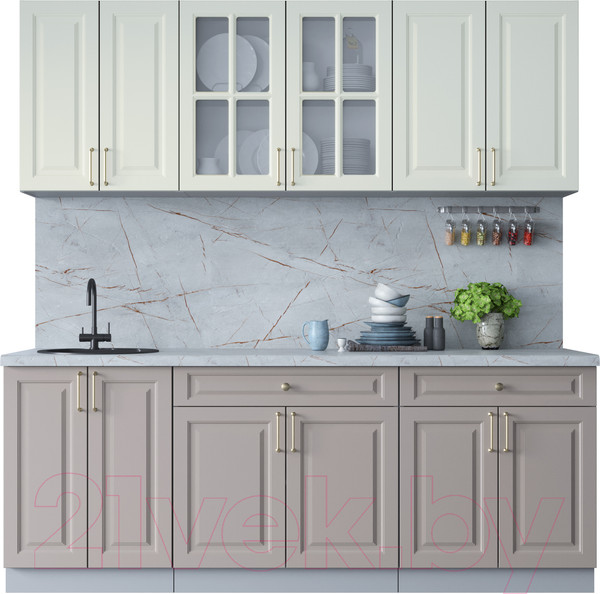 Изображение товара Кухонный гарнитур Интерлиния Мила Шато 2.1А (белый/луна/серый каспий)