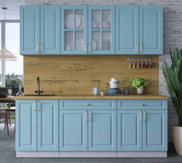 Изображение товара Кухонный гарнитур Интерлиния Мила Шато 2.1А (океан/океан/дуб бунратти)