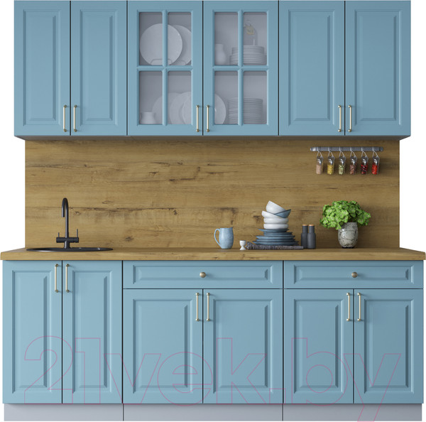 Изображение товара Кухонный гарнитур Интерлиния Мила Шато 2.1А (океан/океан/дуб бунратти)