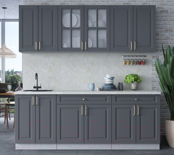 Изображение товара Кухонный гарнитур Интерлиния Мила Шато 2.1А (пепел/пепел/опал светлый)