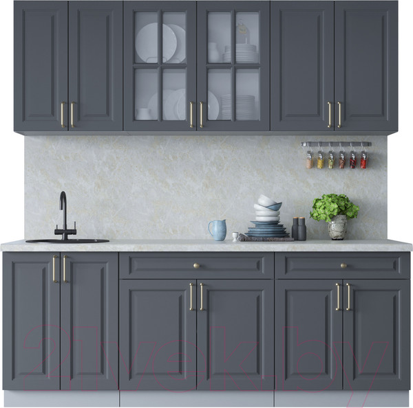 Изображение товара Кухонный гарнитур Интерлиния Мила Шато 2.1А (пепел/пепел/опал светлый)