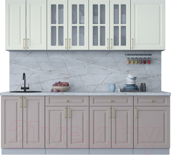 Изображение товара Кухонный гарнитур Интерлиния Мила Шато 2.3А (белый/луна/серый каспий)