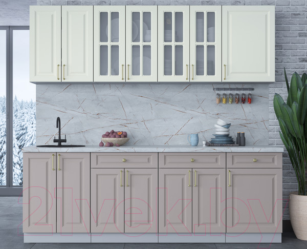 Изображение товара Кухонный гарнитур Интерлиния Мила Шато 2.3А (белый/луна/серый каспий)