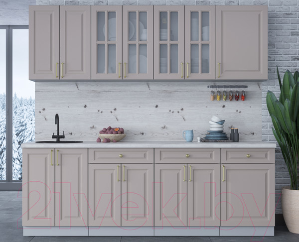 Изображение товара Кухонный гарнитур Интерлиния Мила Шато 2.3А (луна/луна/бискайская сосна)