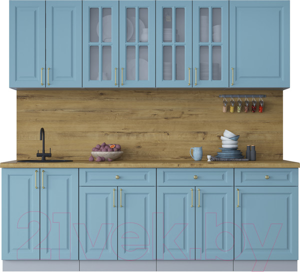 Изображение товара Кухонный гарнитур Интерлиния Мила Шато 2.3А (океан/океан/дуб бунратти)