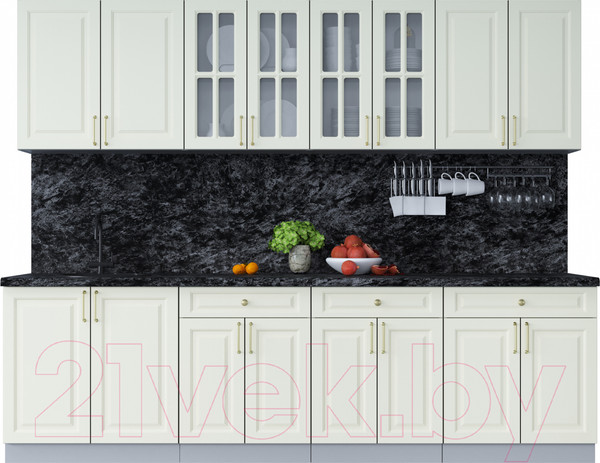 Изображение товара Кухонный гарнитур Интерлиния Мила Шато 2.7А (белый/белый/кастилло темный)