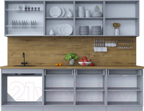 Изображение товара Кухонный гарнитур Интерлиния Мила Шато 2.7А (белый/белый/кастилло темный)