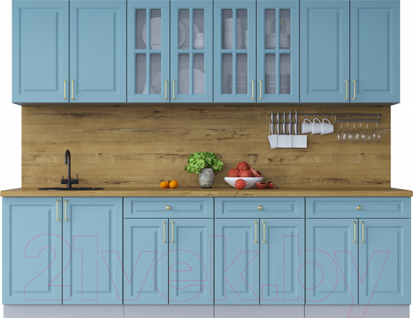 Изображение товара Кухонный гарнитур Интерлиния Мила Шато 2.7А (океан/океан/дуб бунратти)