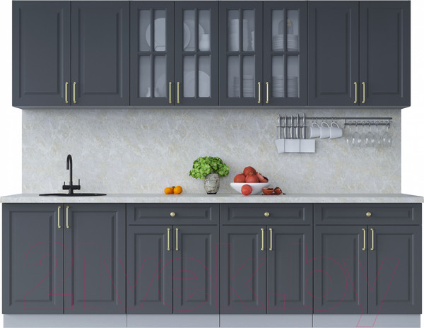 Изображение товара Кухонный гарнитур Интерлиния Мила Шато 2.7А (пепел/пепел/опал светлый)