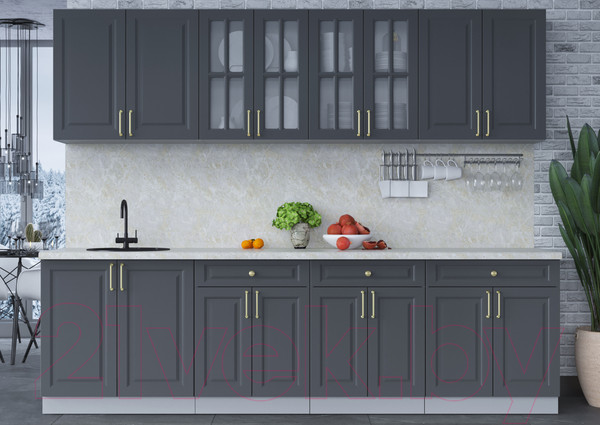 Изображение товара Кухонный гарнитур Интерлиния Мила Шато 2.7А (пепел/пепел/опал светлый)