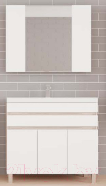 Изображение товара Шкаф с зеркалом для ванной Style Line Берген 90см