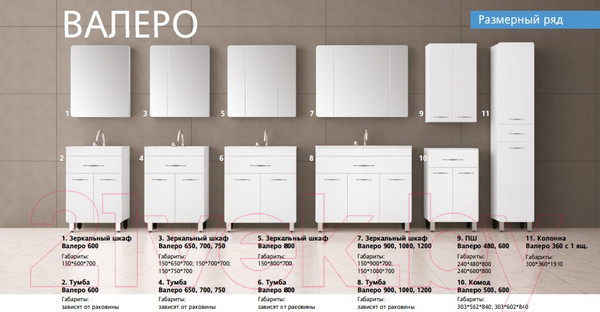 Изображение товара Шкаф с зеркалом для ванной Style Line Валеро 120см (без подсветки)