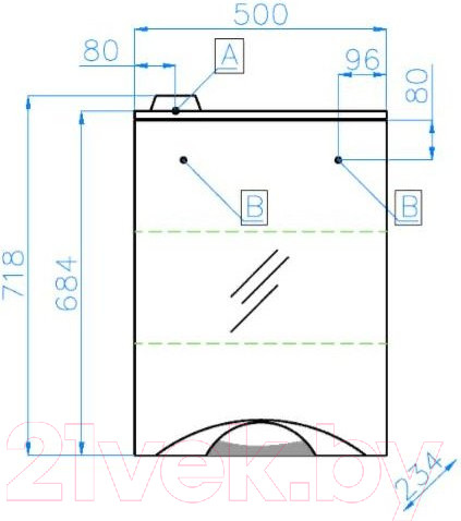 Изображение товара Шкаф с зеркалом для ванной Style Line Жасмин-2 50 (с подсветкой)