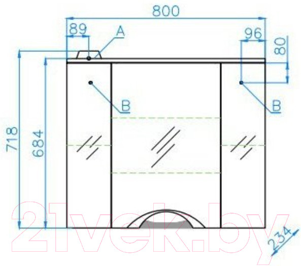 Изображение товара Шкаф с зеркалом для ванной Style Line Жасмин-2 80 (с подсветкой)