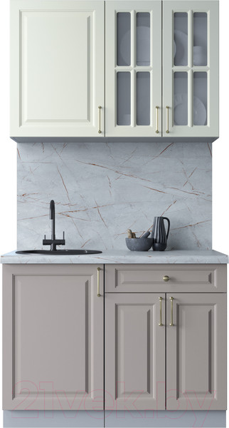 Изображение товара Кухонный гарнитур Интерлиния Мила Шато 1.1А (белый/луна/серый каспий)