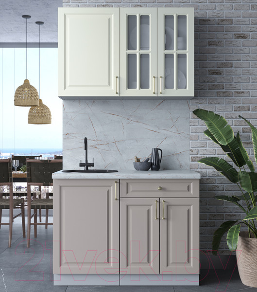 Изображение товара Кухонный гарнитур Интерлиния Мила Шато 1.1А (белый/луна/серый каспий)